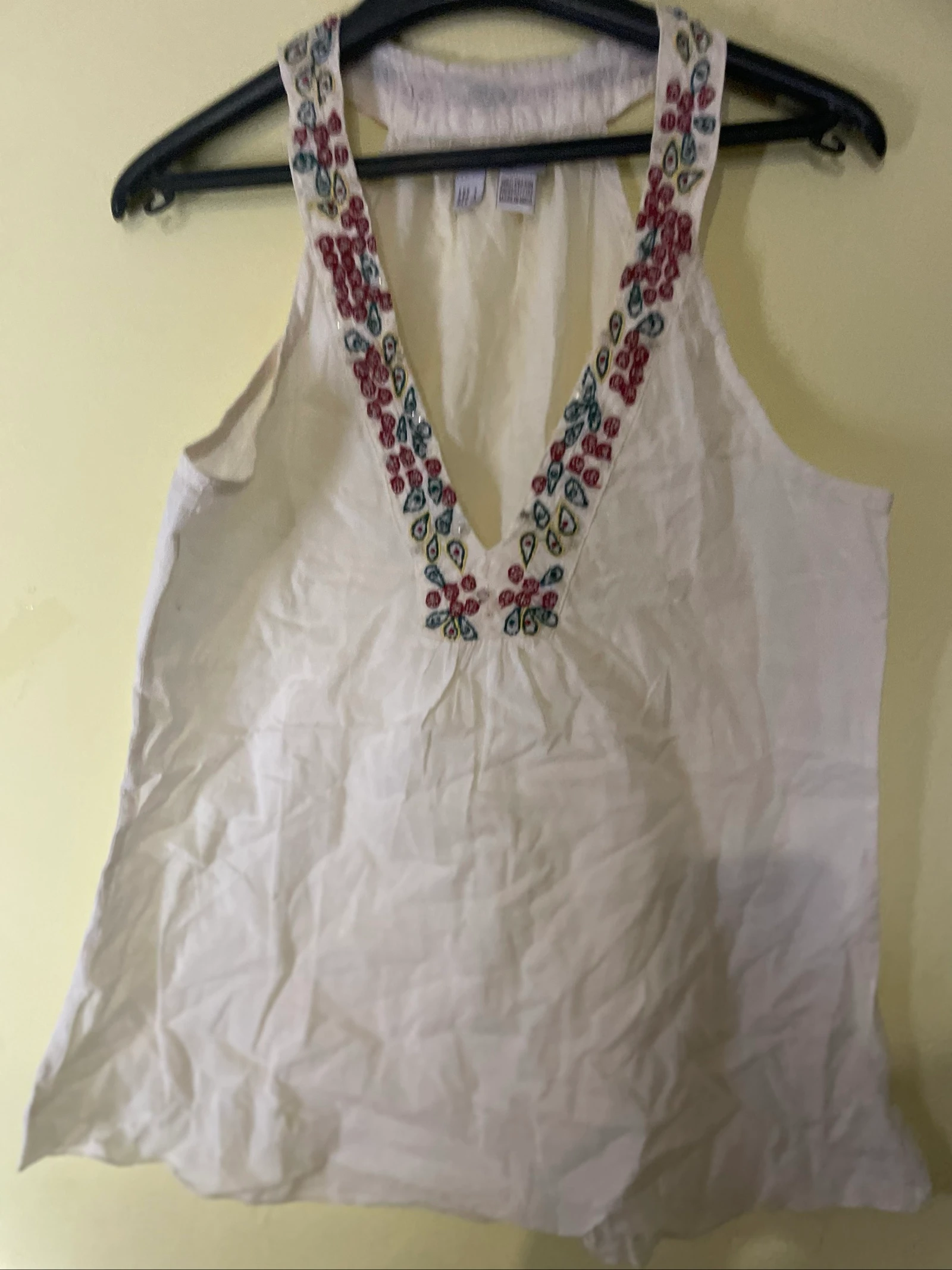 Top branco halter 100% algodão bordado colorido Verão 